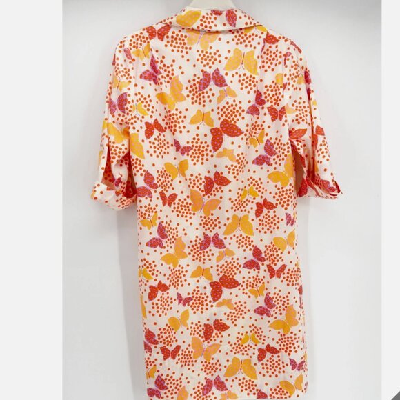 Vtg I. MAGNIN & CO. Butterfly Print Shirt Dress Sz 8 1950s - Picture 2 of 6